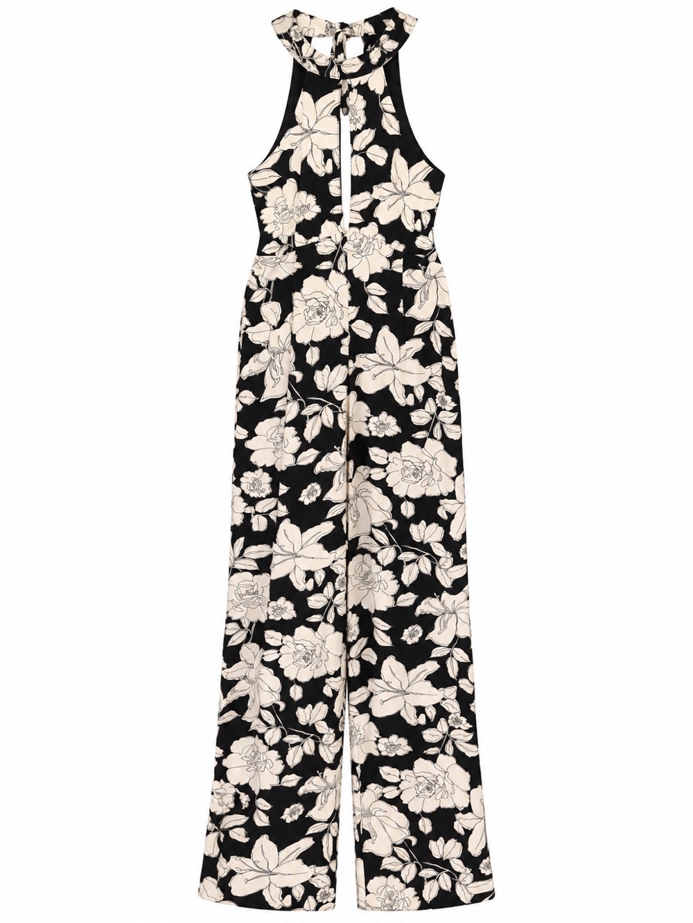 emory park Black & Cream Floral Halter Jumpsuit